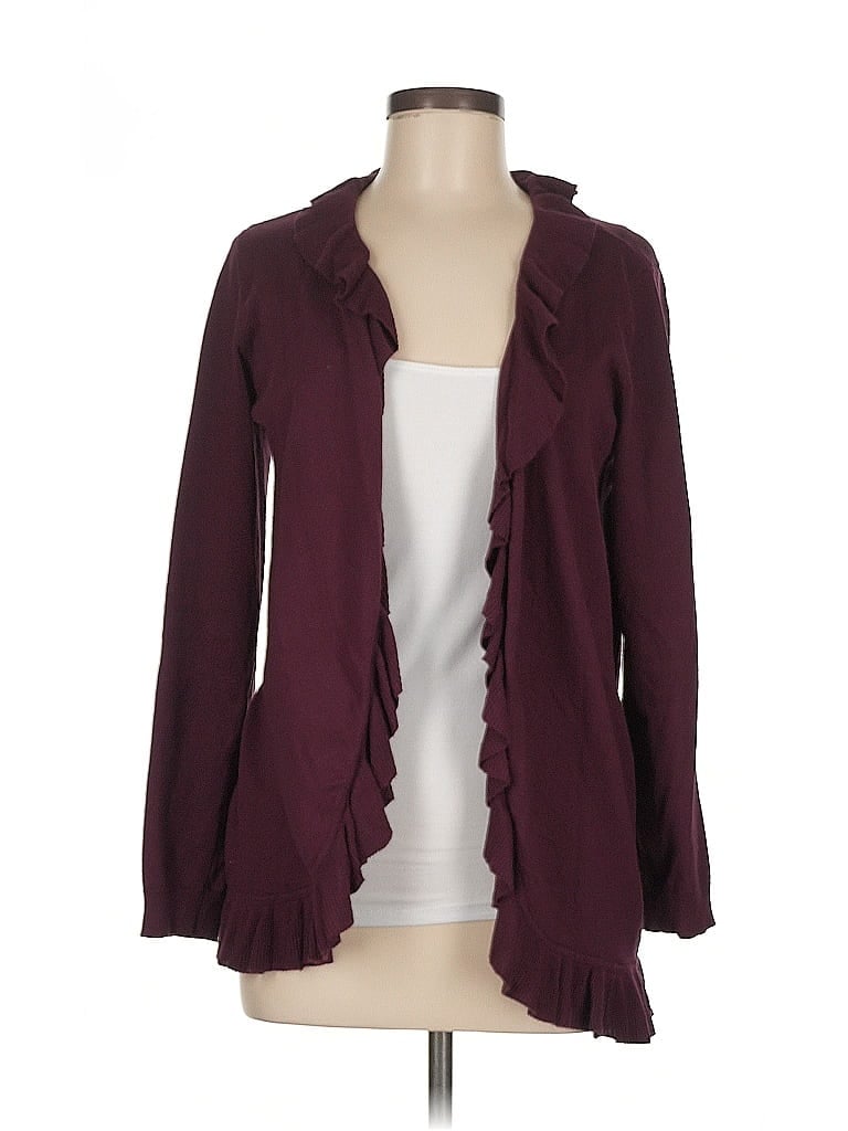 Pre-owned Inc International Concepts Cardigan Sweater In Burgundy