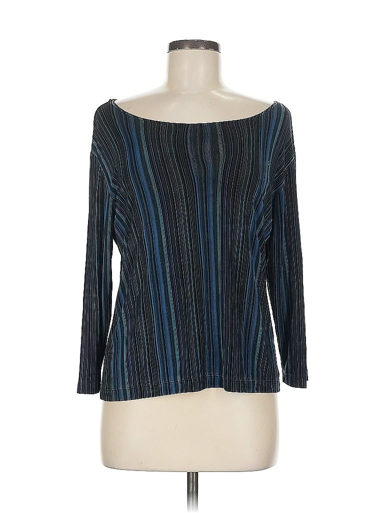 Pre-owned Travelers By Chico's 3/4 Sleeve Top Blue Boatneck Tops