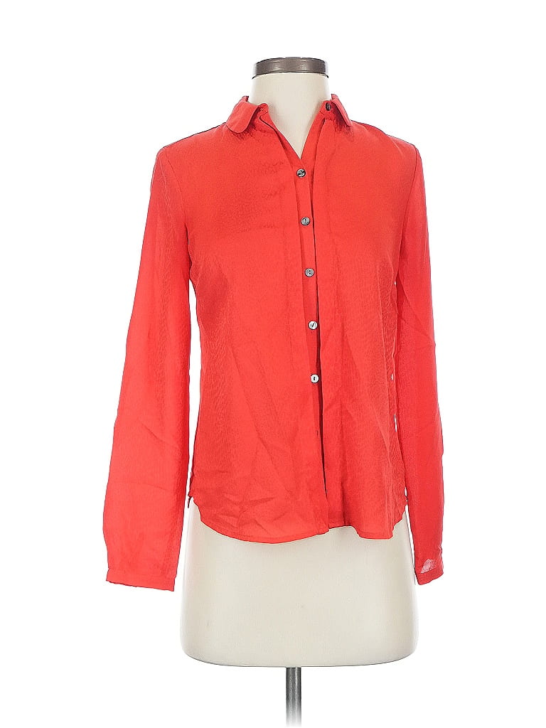 Pre-owned Ann Taylor Long Sleeve Blouse In Red