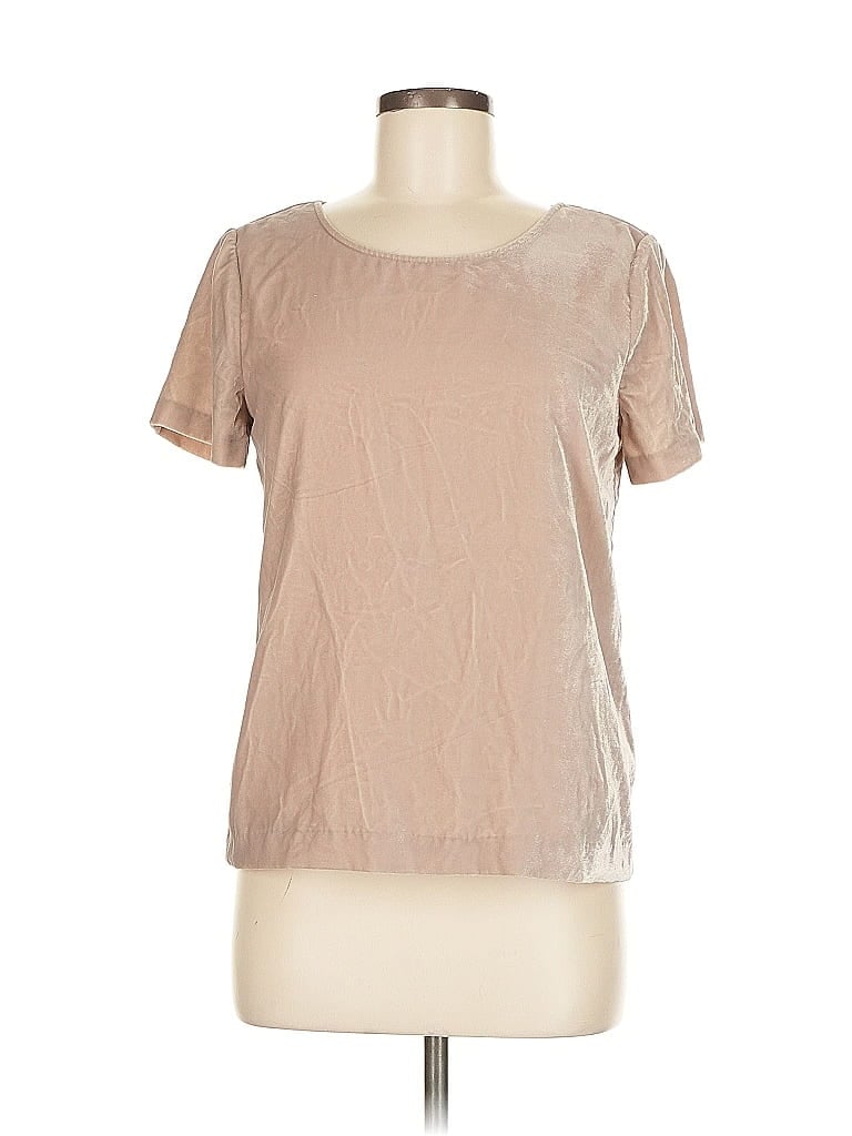 Click to view more detailed imagery on our partner's website Pre-owned J.crew Factory Store Short Sleeve Top Tan Metallic Pattern Crew Neck Tops In Brown
