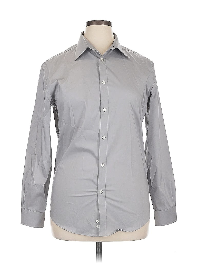 Pre-owned Assorted Brands Long Sleeve Button Down Shirt In Gray