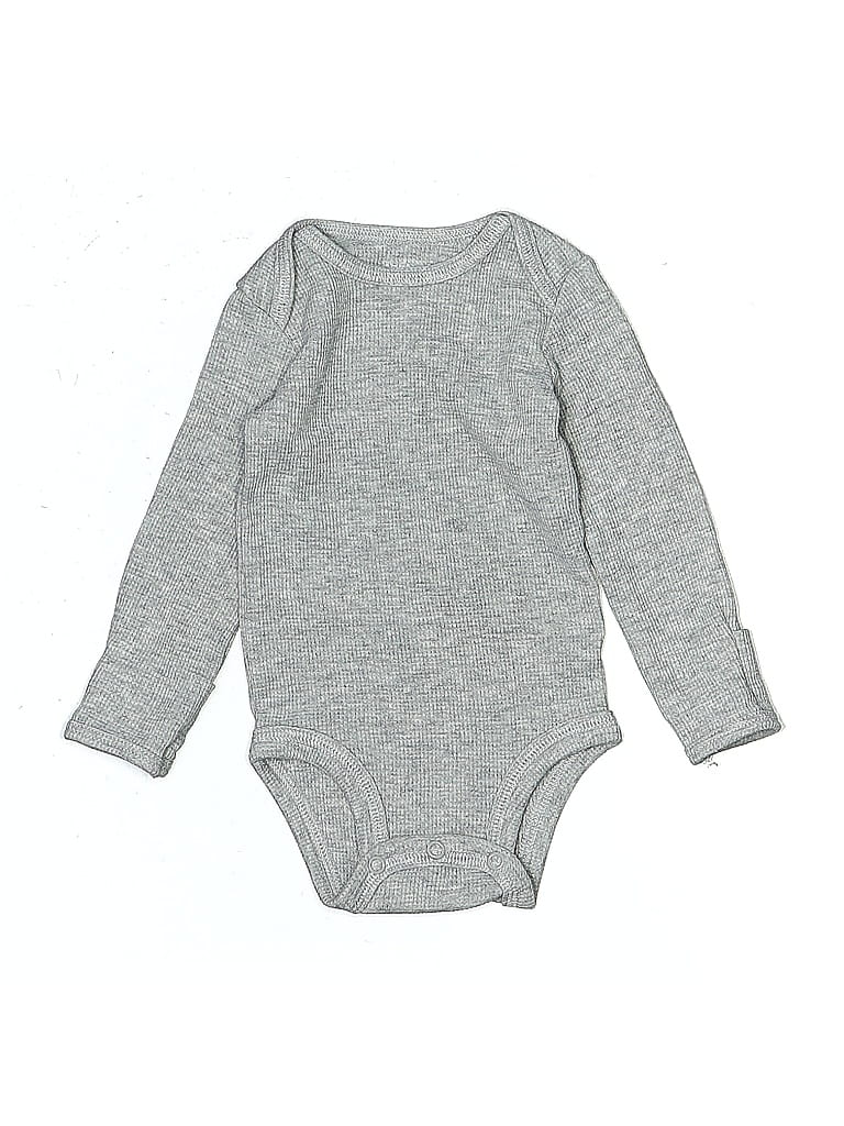 Just One You Made by Carter's Solid Gray Long Sleeve Onesie 0-3 MO / 3 MO - photo 1