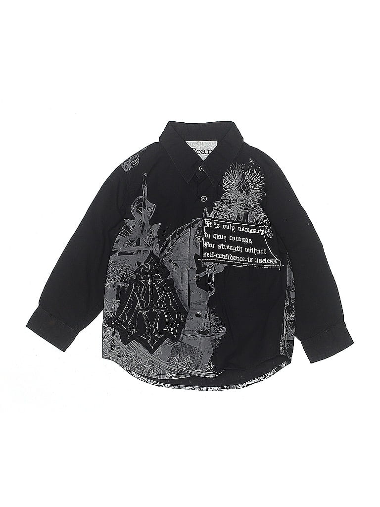 Click to view more detailed imagery on our partner's website Pre-owned Roar Kids' Long Sleeve Button Down Shirt In Black