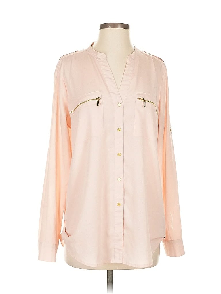 Pre-owned Calvin Klein Long Sleeve Blouse In Pink