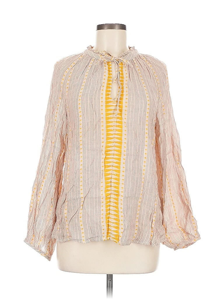 Pre-owned Lucky Brand 3/4 Sleeve Blouse In Yellow
