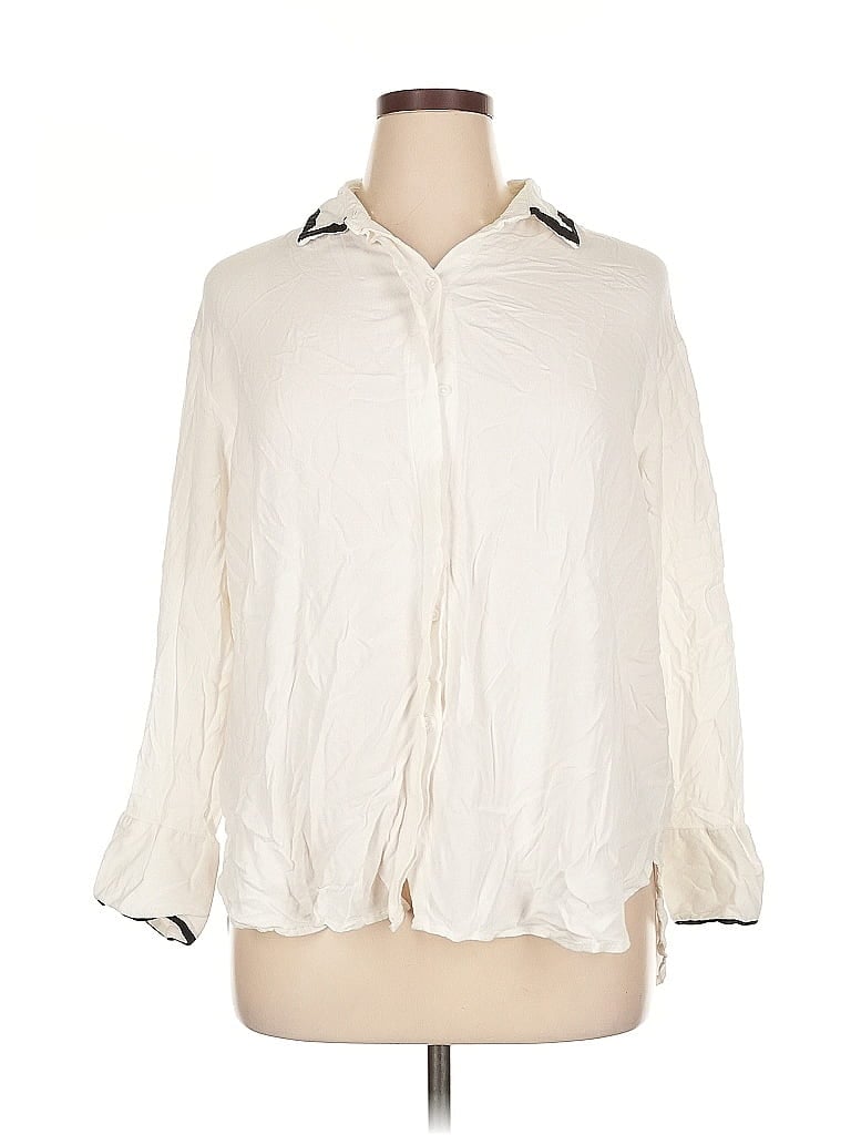 Pre-owned Old Navy Long Sleeve Blouse In White