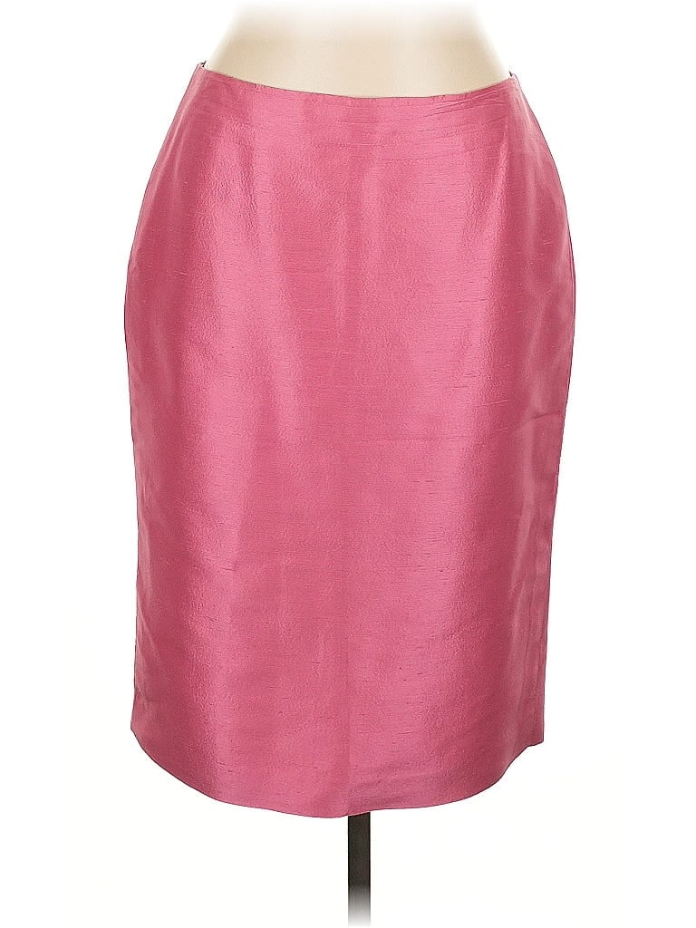Pre-owned Linda Allard Ellen Tracy Silk Skirt In Pink