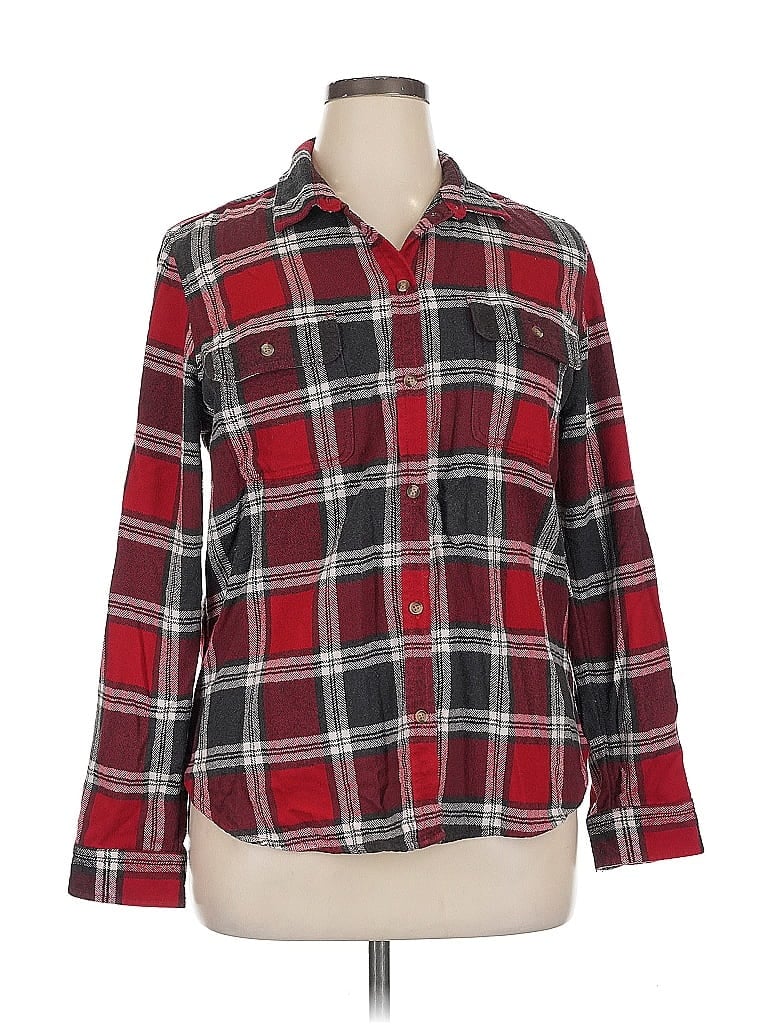Pre-owned American Eagle Outfitters Long Sleeve Button Down Shirt In Red