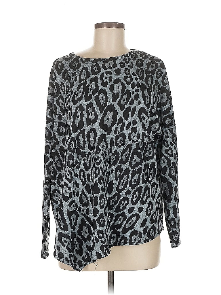 Pre-owned Karen Kane Long Sleeve T-shirt In Gray