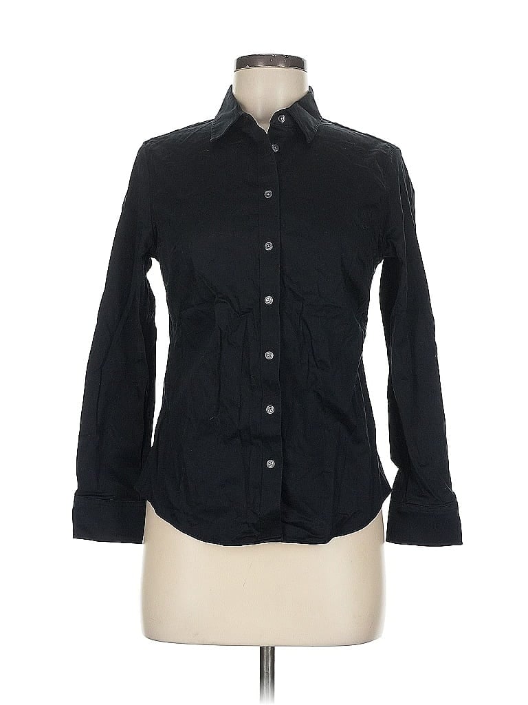 Pre-owned Banana Republic Factory Store Long Sleeve Button Down Shirt In Black