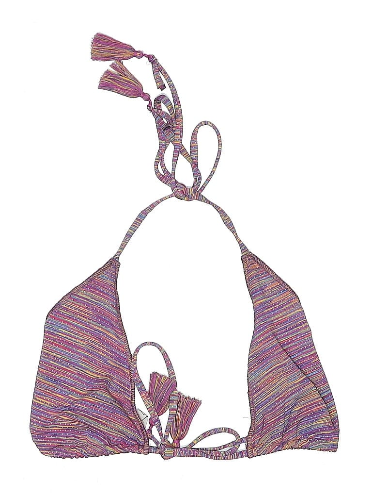 Pre-owned Becca Swimsuit Top Purple Tweed Pattern Swimwear