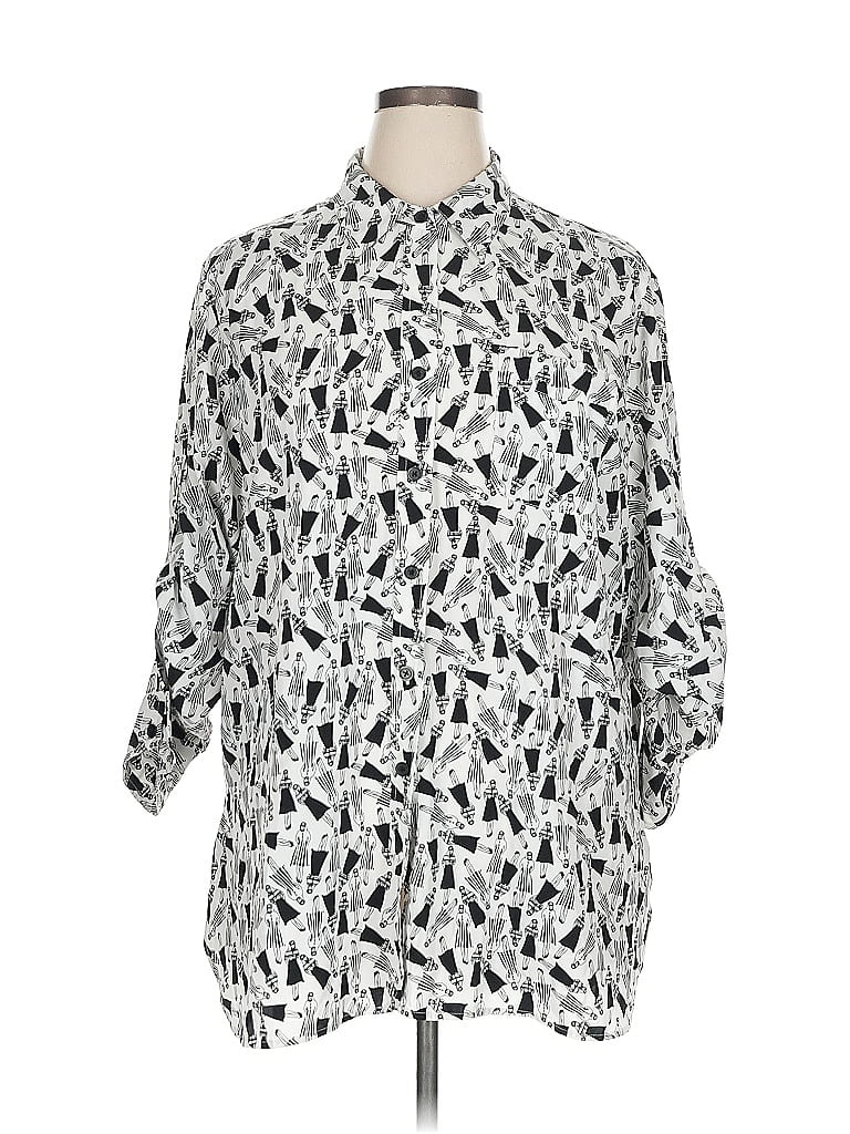 ELLEN TRACY Pre-owned 3/4 Sleeve Blouse In Silver