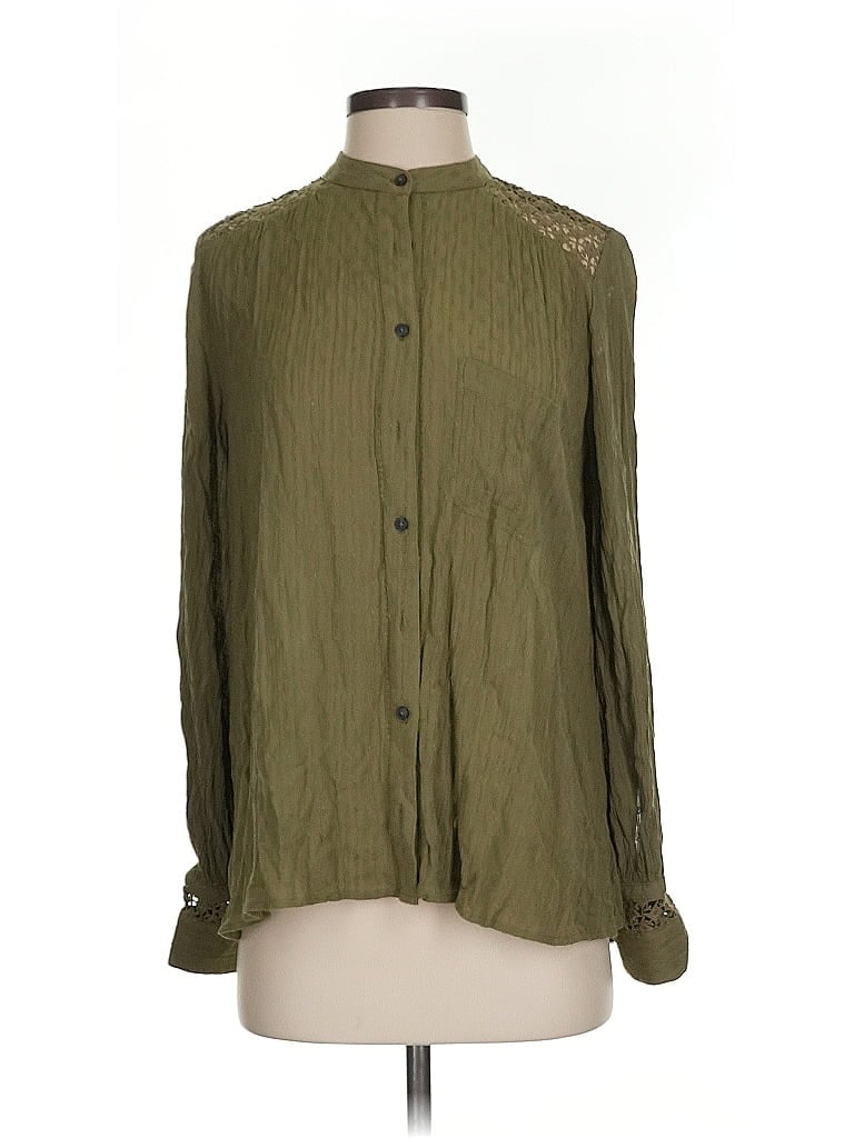 Pre-owned Free People Long Sleeve Blouse In Green