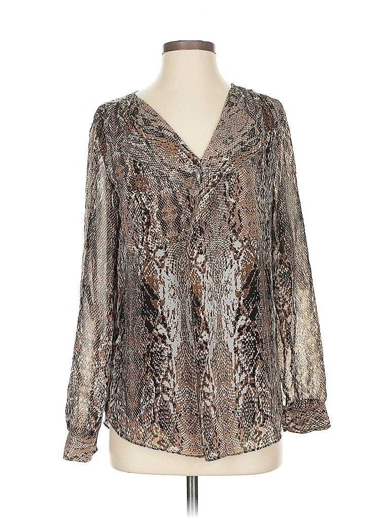 Pre-owned Calvin Klein Long Sleeve Blouse In Silver