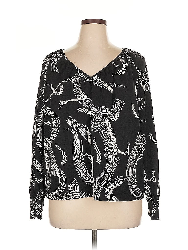 Pre-owned Nine West Long Sleeve Blouse In Black