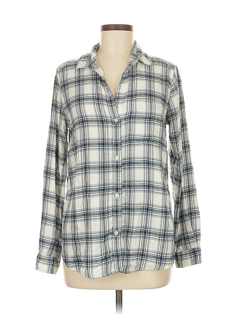 Pre-owned American Eagle Outfitters Long Sleeve Button Down Shirt In White