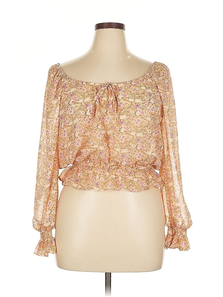 Pre-owned Love Tree 3/4 Sleeve Blouse In Gold