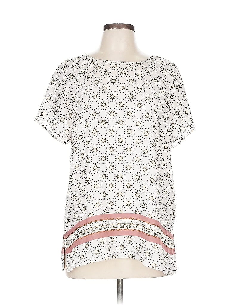Pre-owned Ann Taylor Loft Outlet Short Sleeve Blouse In White
