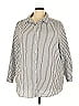 Roaman's Stripes Silver 3/4 Sleeve Button-Down Shirt Size 30 (3X) - photo 1