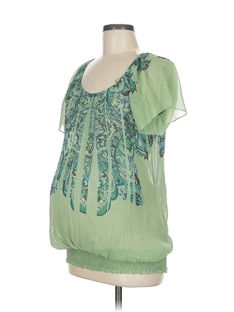 Pre-owned Motherhood Short Sleeve Blouse In Green