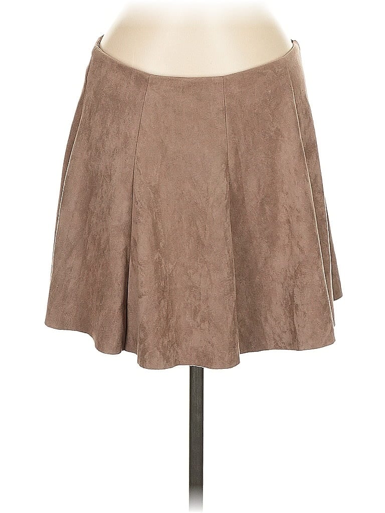 Pre-owned Abbeline Faux Leather Skirt In Brown