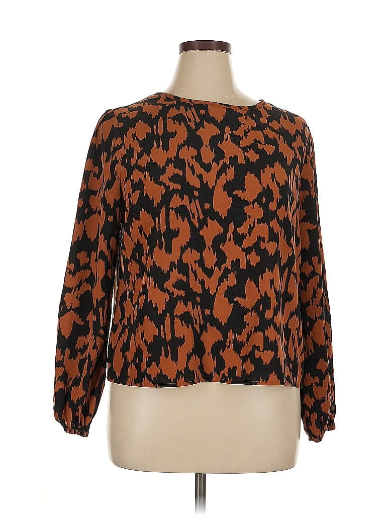SHEIN CURVE Pre-owned Long Sleeve Blouse In Orange