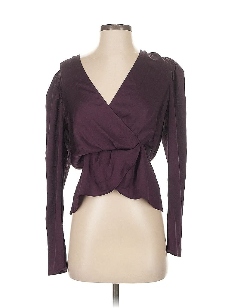 Pre-owned Express Long Sleeve Top Purple Plunge Neckline Tops