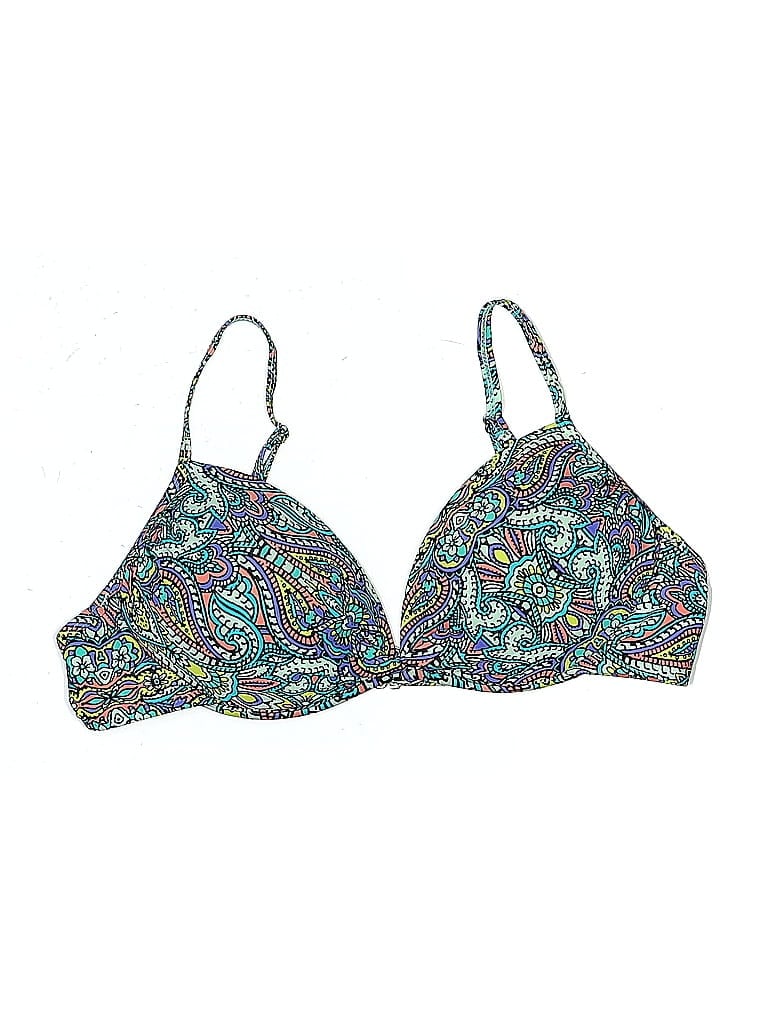 Pre-owned Francesca's Swimsuit Top Blue Paisley Pattern Swimwear