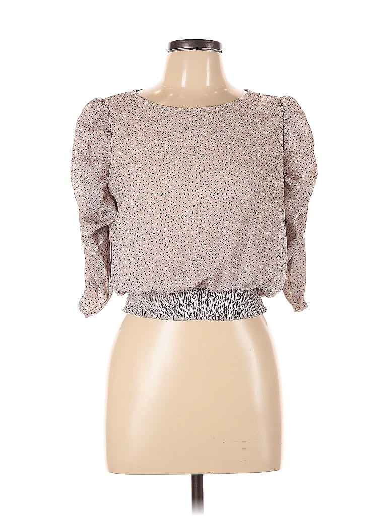 PAPER CRANE Pre-owned 3/4 Sleeve Blouse In Brown