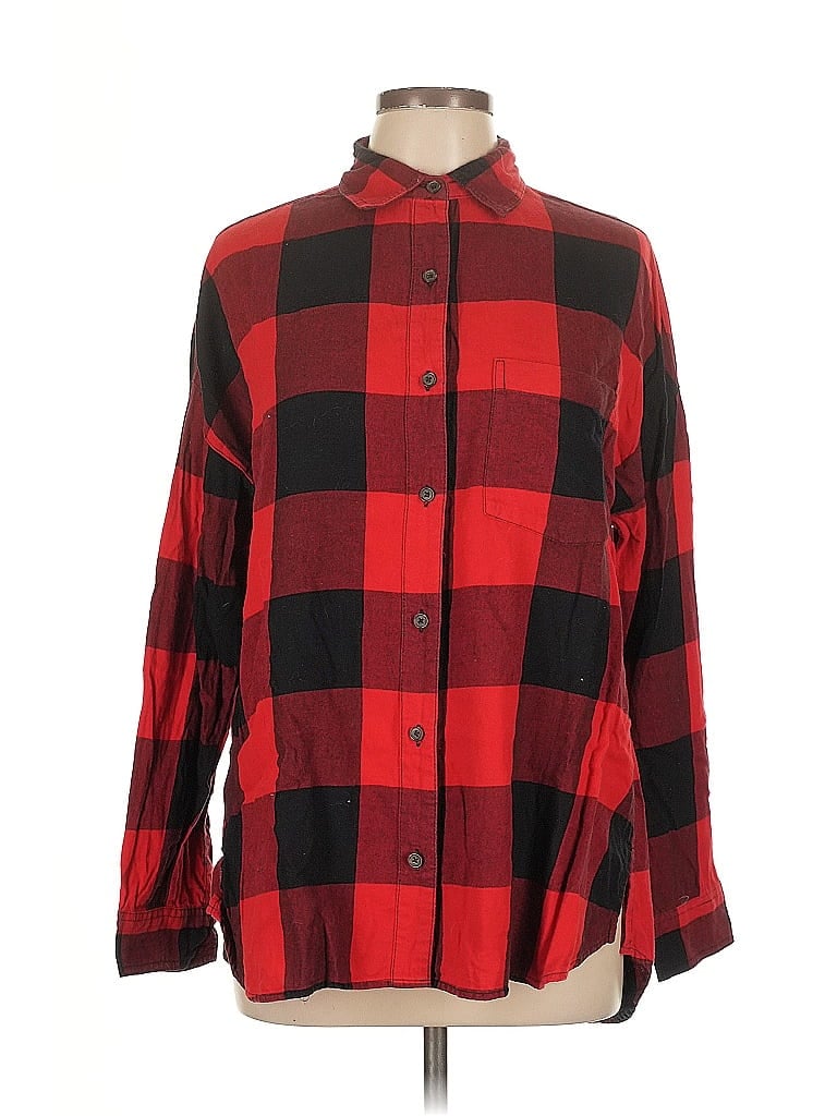 Pre-owned Old Navy Long Sleeve Button Down Shirt In Red
