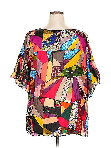 Johnny Was Short Sleeve Silk Top (view 2)