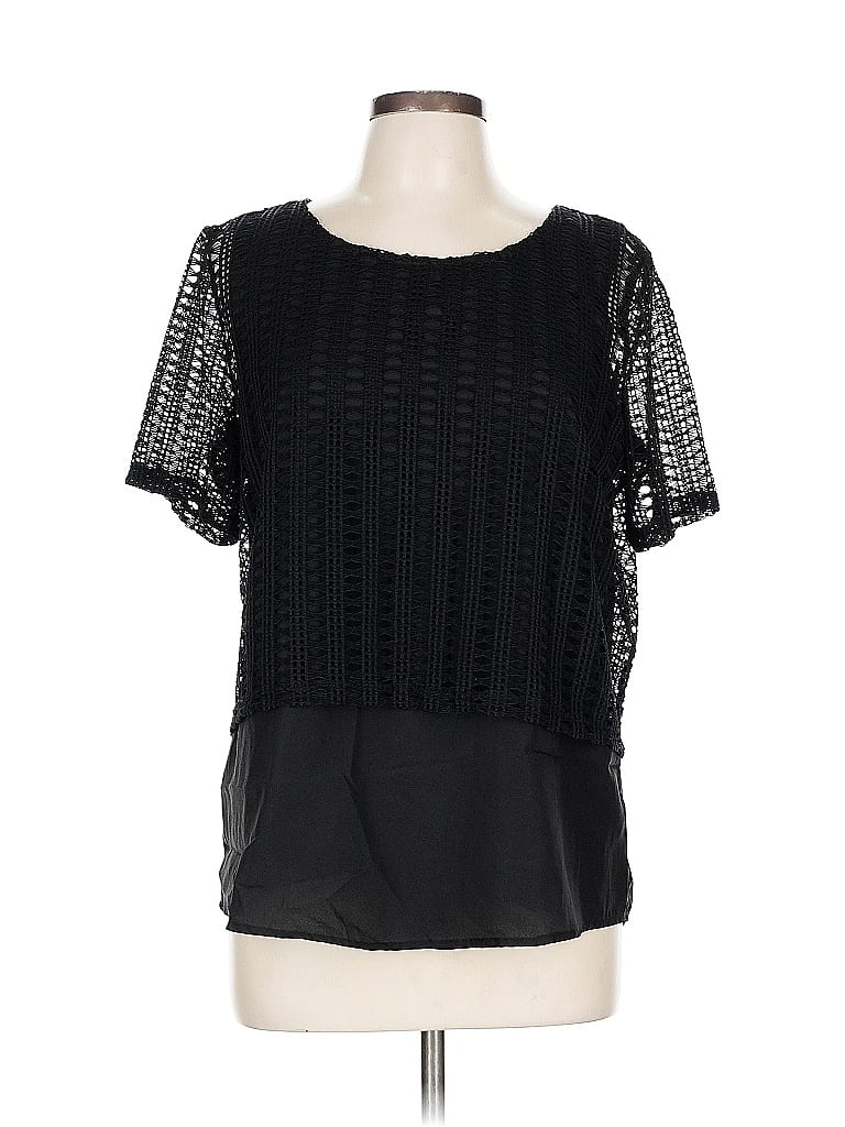 NEW DIRECTIONS Pre-owned Short Sleeve Top Black Square Neckline Tops