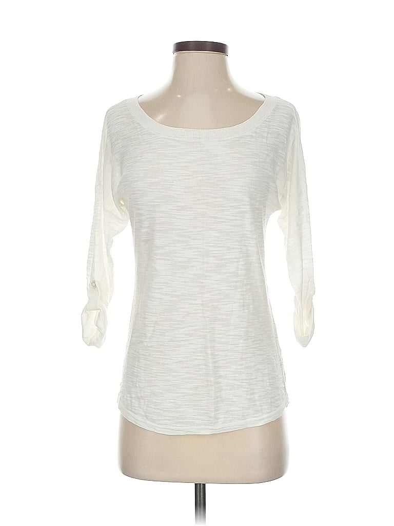Pre-owned Express 3/4 Sleeve Top Ivory Boatneck Tops In White