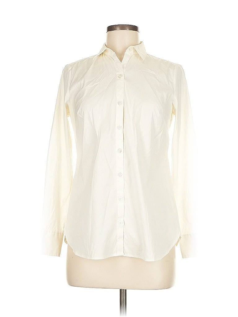 Pre-owned Ann Taylor Long Sleeve Blouse In White