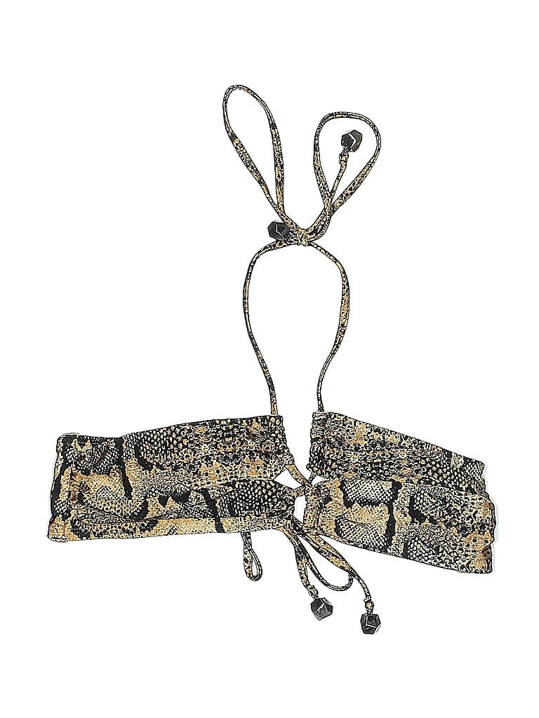 Pre-owned H&m Swimsuit Top Gold Animal Print Pattern Swimwear