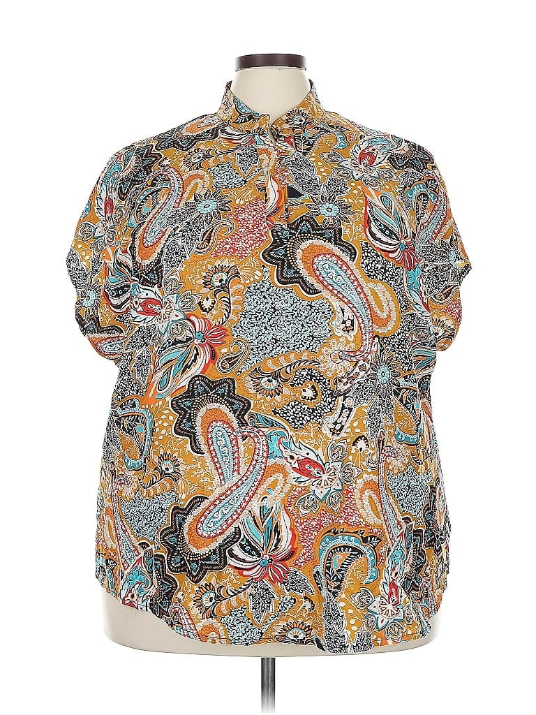 SHEIN CURVE Pre-owned Short Sleeve Blouse In Silver