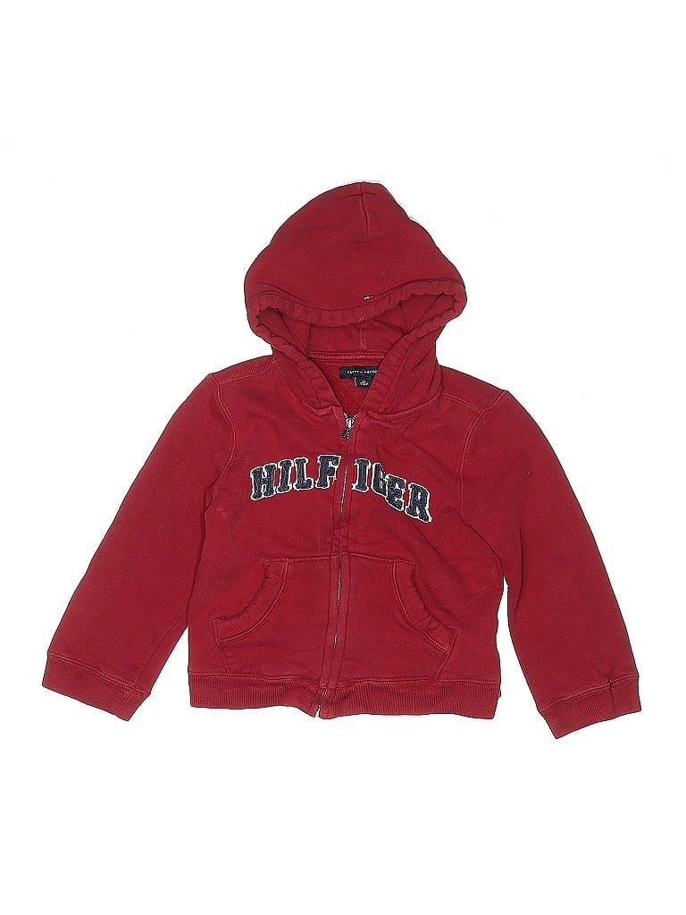 Pre-owned Tommy Hilfiger Kids' Zip Up Hoodie In Red