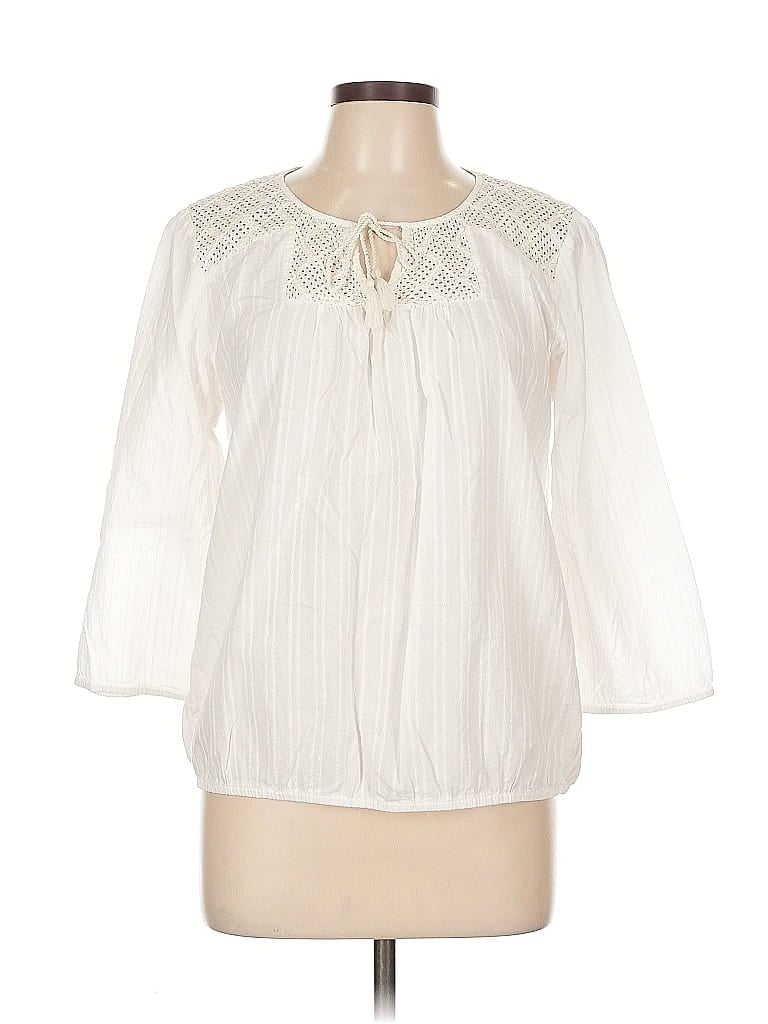 Pre-owned Lucky Brand 3/4 Sleeve Blouse In White