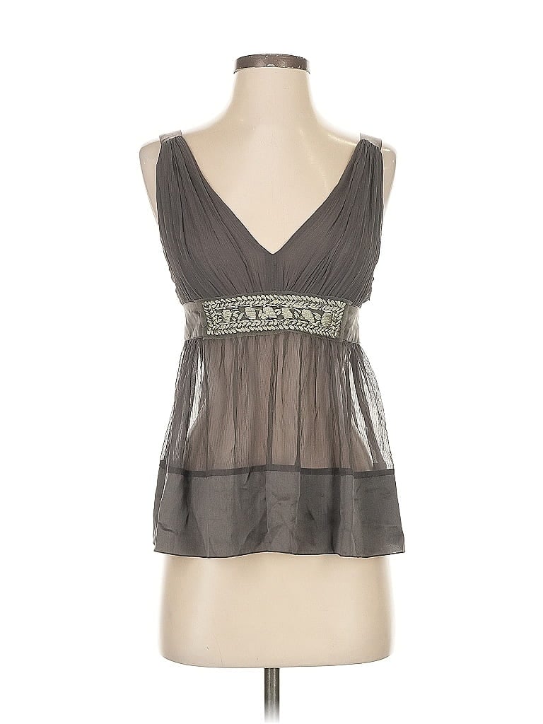 Pre-owned Philosophy Di Alberta Ferretti Sleeveless Silk Top Gray Plunge Neckline Tops