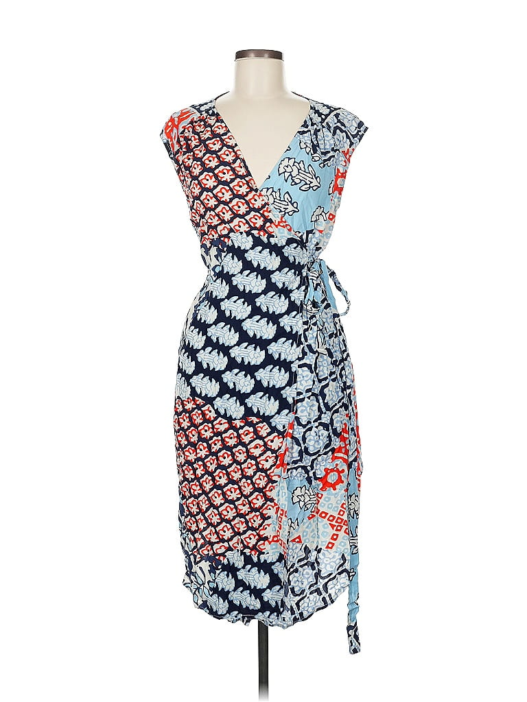 Porridge 100% Rayon Print Blue Cocktail Dress Size M - photo 1