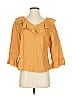 bryn WALKER 100% Linen Orange Tan 3/4 Sleeve Blouse Size S - photo 1