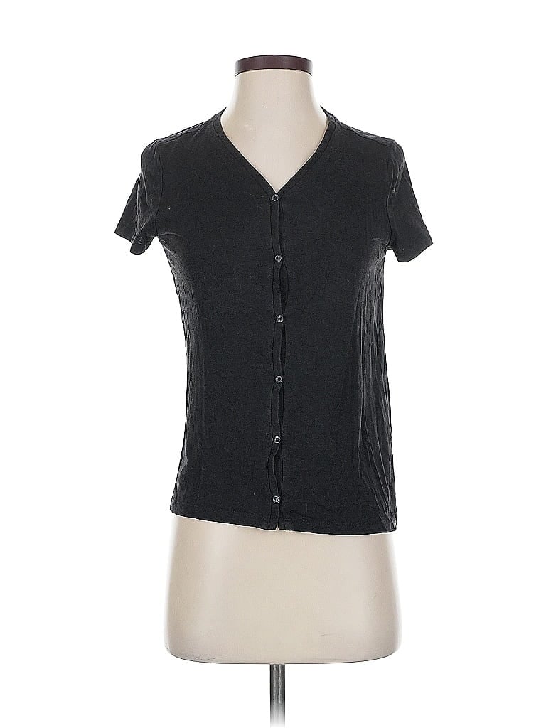 Pre-owned T Tahari Short Sleeve Top Black V Neck Tops