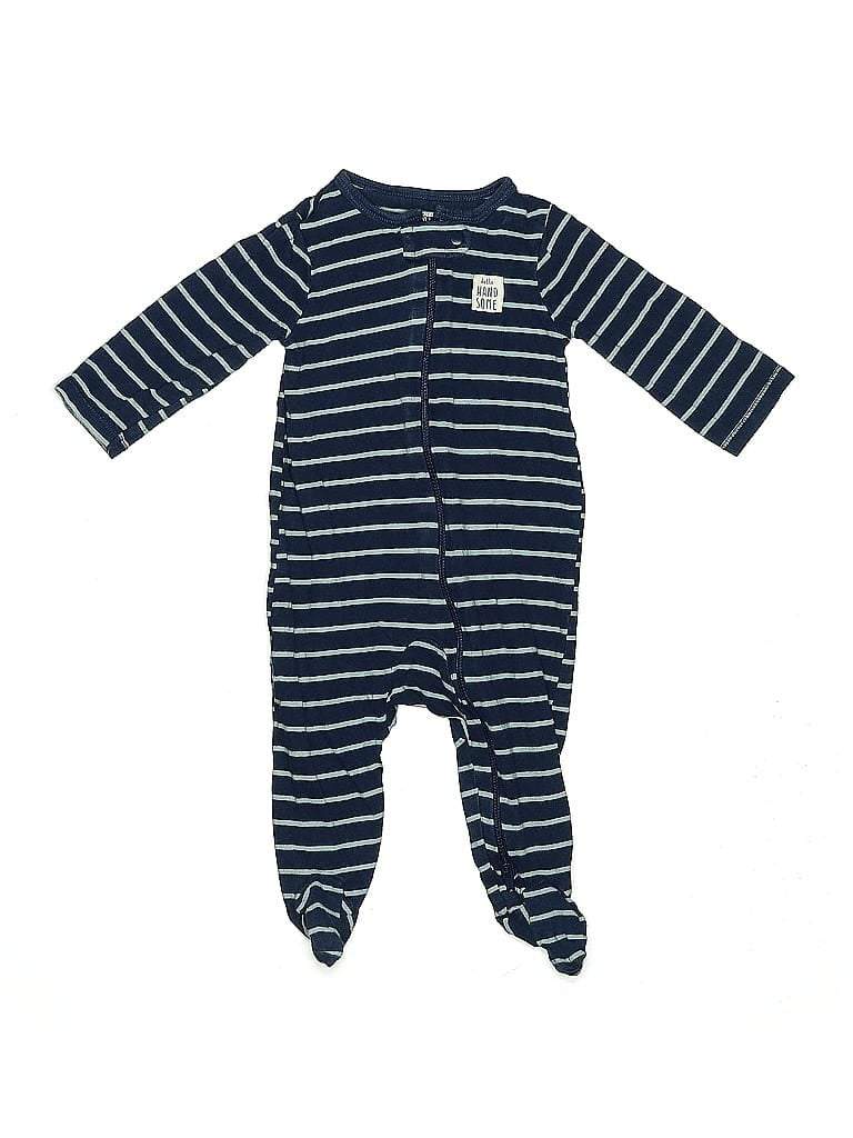 Just One You Made by Carter's 100% Cotton Stripes Blue Long Sleeve Onesie 3-6 MO / 6 MO - photo 1
