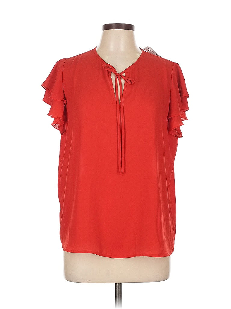 Click to view more detailed imagery on our partner's website Pre-owned New York And Company Short Sleeve Blouse In Red