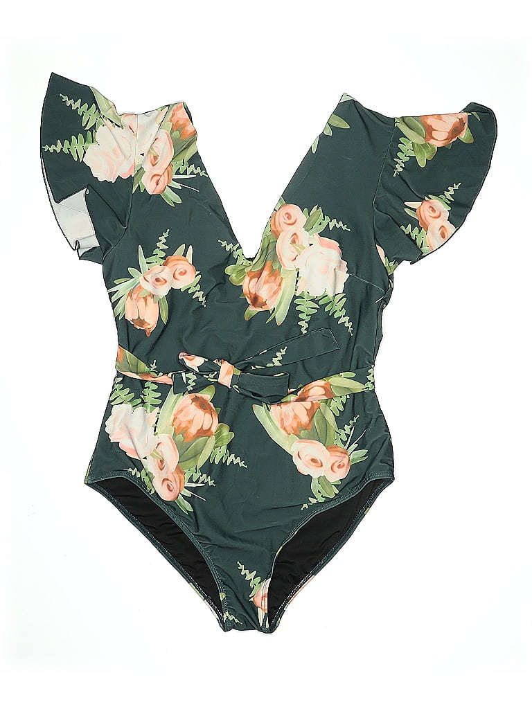 Pre-owned Assorted Brands One Piece Swimsuit In Green