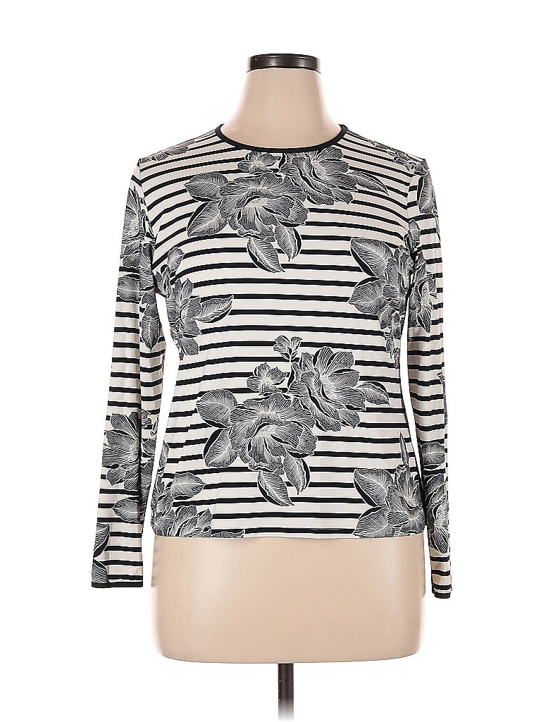 Pre-owned Lands' End 3/4 Sleeve T-shirt In Silver