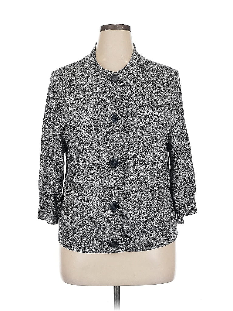 Pre-owned Jones New York Collection Cardigan Sweater In Gray
