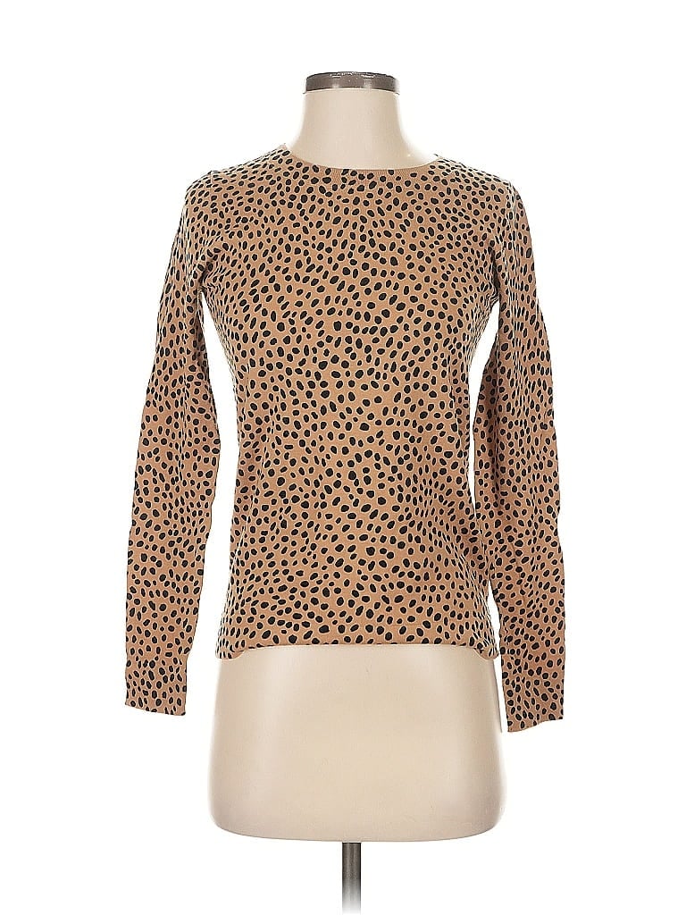 Pre-owned J.crew Factory Store Long Sleeve Top Brown Crew Neck Tops