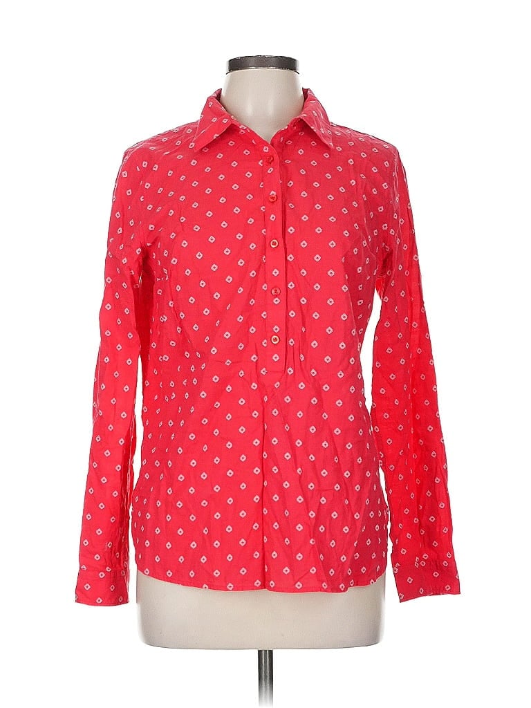 Pre-owned Talbots Outlet Long Sleeve Button Down Shirt In Red