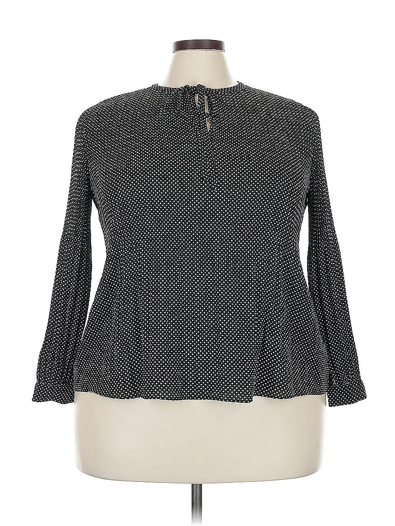 Pre-owned Adrianna Papell Long Sleeve Blouse In Black